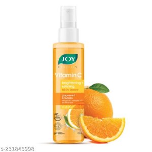 Joy Vitamin C & Natural AHA | Brightening + Refining Toner | With Grapeseed and Tomato | Glycolic Coenzyme Q10 and Witch Hazel | 100% Vegan | Alcohol, Sulphate & Paraben Free Men & Women (150 ml)