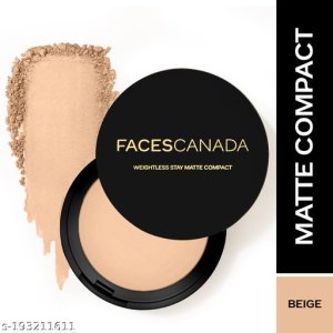 FACES CANADA Weightless Stay Matte Finish Compact Powder - Beige, 9 g | Non Oily Matte Look | Evens Out Complexion | Hides Imperfections | Blends Effortlessly | Pressed Powder For All Skin Types