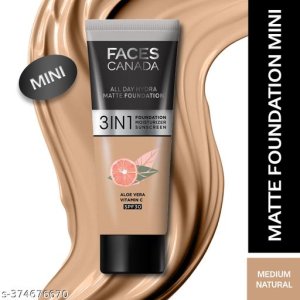 FACES CANADA All Day Hydra Matte Foundation | 3-in-1 Foundation + Moisturizer + SPF 30 | 24 HR Aloe Hydration & Vitamin C | 10HR Long Wear | Medium to High Buildable Coverage | Rose Ivory | 15ml