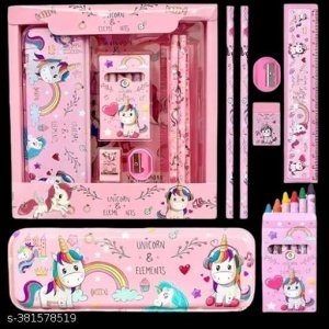 Unicorn Stationary Kit for Girls - Pink Stationary Items for Girls Pencil BoxWalletEraser and Sharpener Return Gift for GirlsUnicorn School Kit for Girls Stationary Set Return Gifts