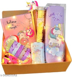 Unicorn Goody Box Combo Party Favor Supplies Mermaid Return Gift Kids - Unicorn Diary Mermiad Copy Lock Spiral Mini Pocket Notebook Lipstick Pen Cute Keychain Designer tape (Unicorn)