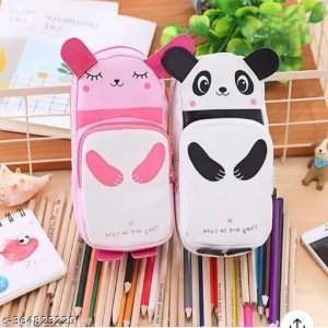 Fantastic New Super Cute Panda Rabbit Pencil Case Big Capacity Pencil Pouch Bag & Stationery Pencil Box Art Pure Leather Pencil Boxes (Set of 2, White, Pink)