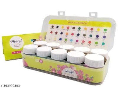 Pidilite Acrylic Colours Sunflower Kit (10 Colors x 15 ml) DIY Paint, Rich Pigment, Non-Craking Paint for Canvas, Wood, Leather, Earthenware, Metal - KEEP CREATING