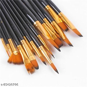 Asha Craft Green Different Shape Nylon Hair Watercolor Painting Brushes Set of 12 Professional Round Pointed Tip Nylon Hair Artist Acrylic Paint Brush for Acrylic/Watercolor/Oil Painting