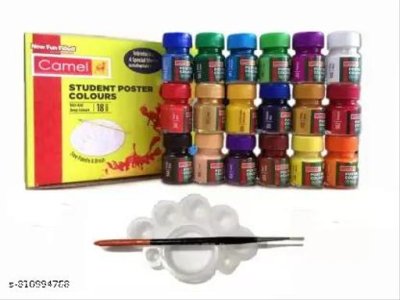 Camlin Kokuyo 18 Shade Poster Colour 10ml Each, 1 Palette, 1 Brush Inside the Pack