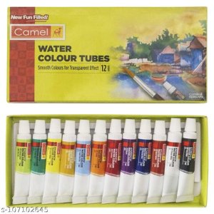 CAMEL WATER COLOUR TUBES 12 SHADES SMOOTHE COLOURS FOR TRANSPARENT EFFECT