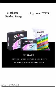 Pakka Rang Fabric Dye Colour | 15G Pack | Includes Dyfix Color Fixer | Permanent Fabric Dyes For Old Faded Jeans And Clothes (Black) ( pack of 3 piece)