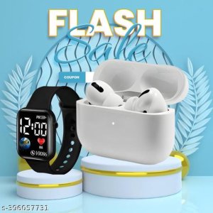 Combo of Airpod Pro True Wireless Bluetooth Earphone and Digital Watch