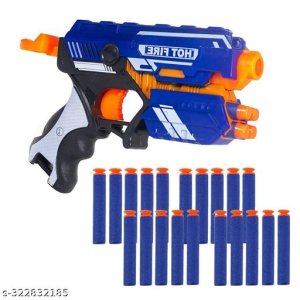 Kids Foam Blaster Toy Gun for Kids - Manual Foam Blaster Gun - Safe and Long Range - 20 Soft Suction Bullets (Multicolour)