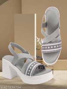 Syntethic Leather Heel Sandals