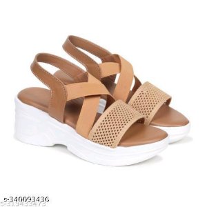 Pu,Mesh Wedge Sandals