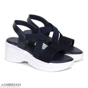 Pu,Mesh Wedge Sandals