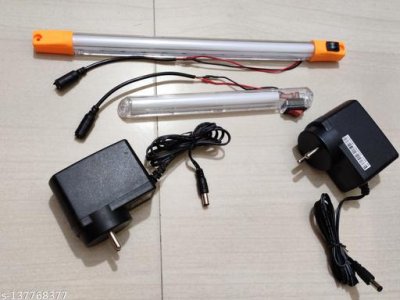 Focus Ujala tube light combo of 7watt + 12watt, with 2 pcs 12V adapters (Pack of 4 pcs)  for with operating with Solar D.C or 12V battery or adapter