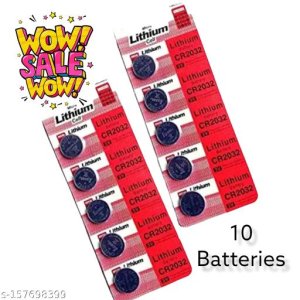 10 Pcs Of CR2032 3V Lithium Battery, Child Safety Features, Lithium Coin Battery for Key Fob, Car Remote, Glucose Monitor, CR Lithium 3 Volt Cell